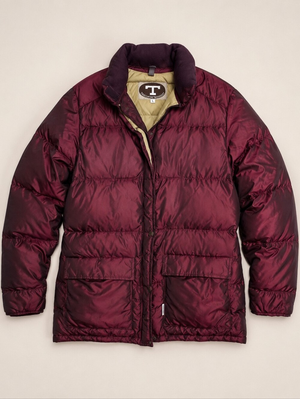 Trailwise Vintage Goose Down Puffer Jacket Maroon Large 70s 80s Gorpcore Coat - Picture 3 of 15